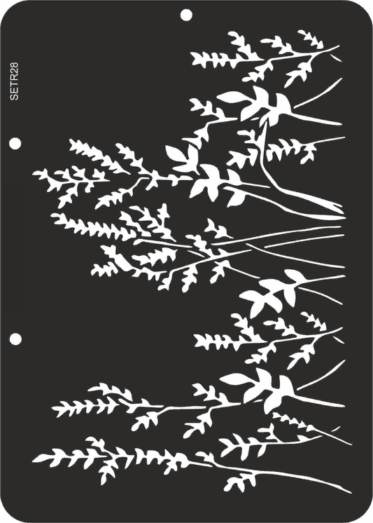 Reusable stencil for decoupage, scrapbooking, mixedmedia techniques, decoration. branches and blades of grass