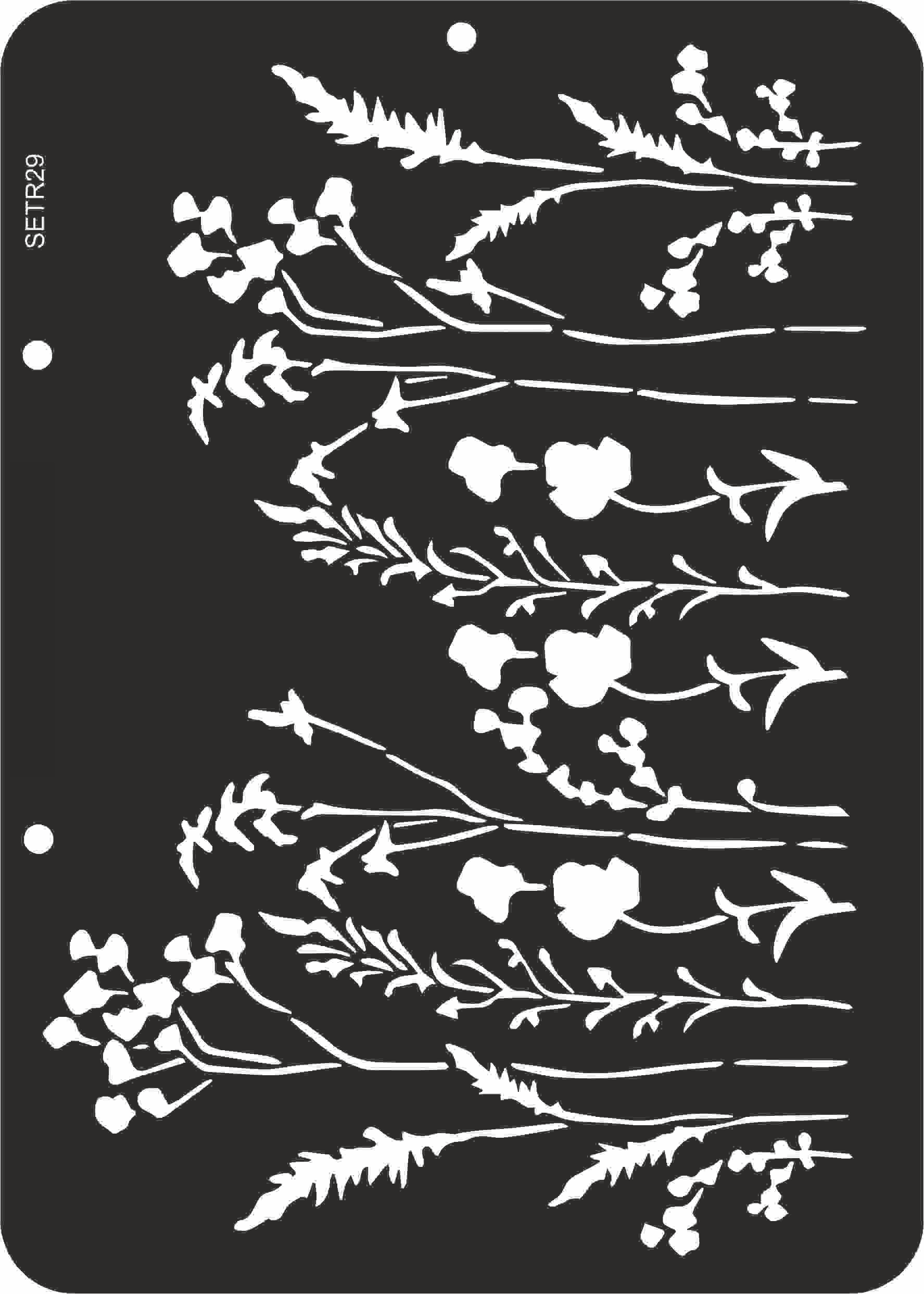 Reusable stencil for decoupage, scrapbooking, mixedmedia techniques, decoration. branches and blades of grass