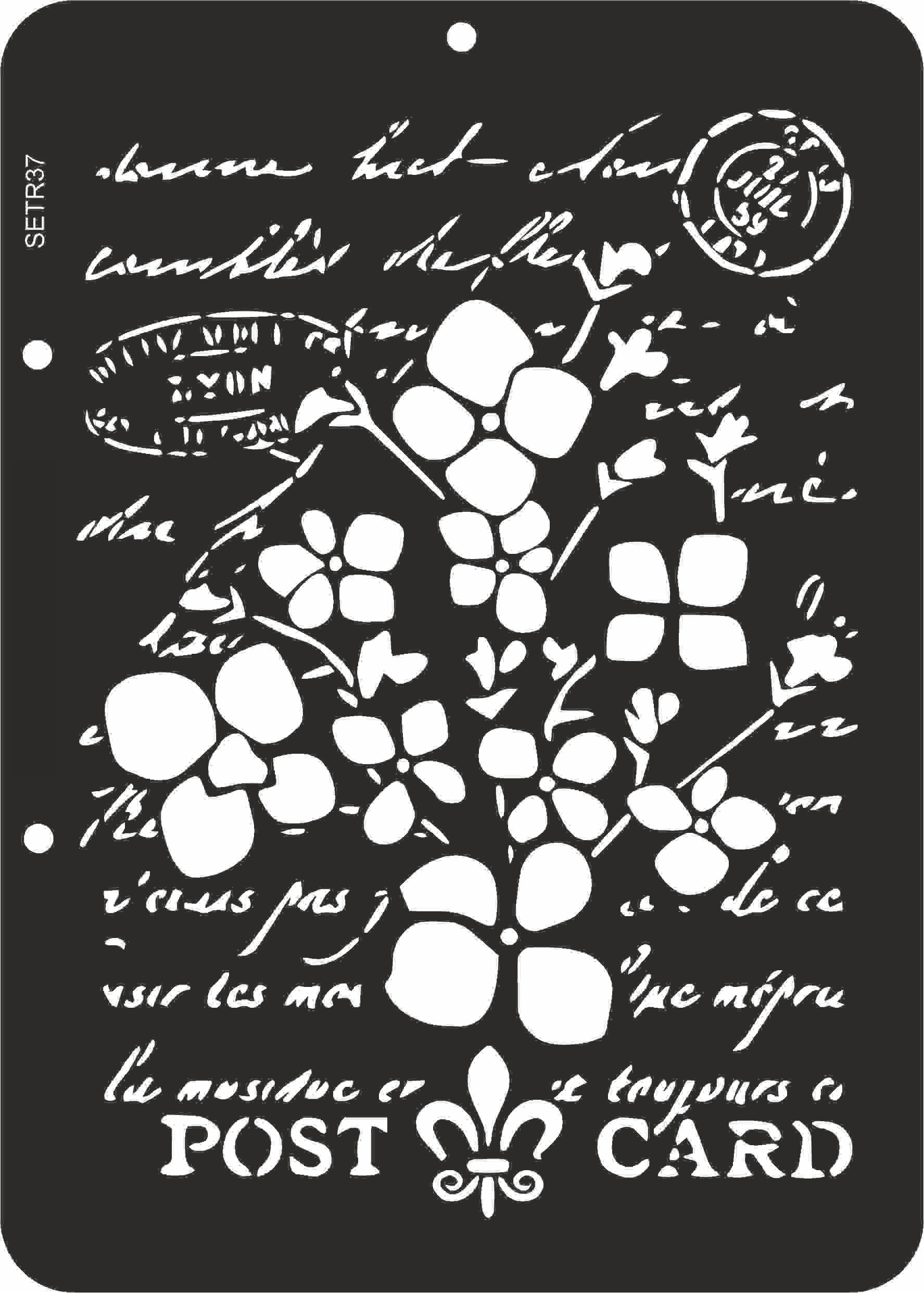 Reusable stencil for decoupage, scrapbooking, mixedmedia techniques, decoration. flowers & handwriting