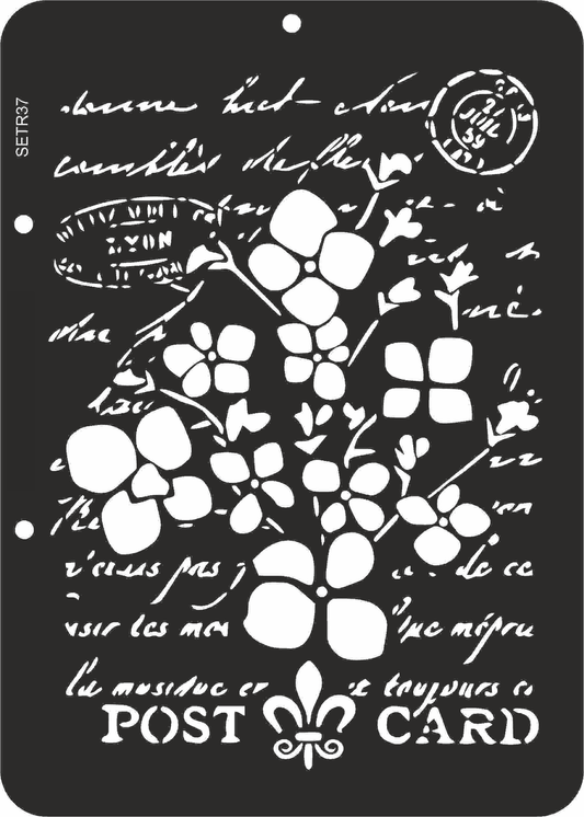 Reusable stencil for decoupage, scrapbooking, mixedmedia techniques, decoration. flowers & handwriting