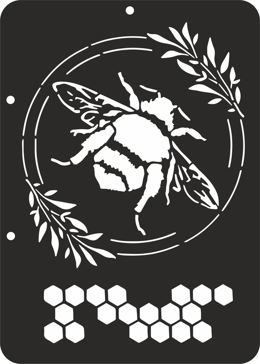 Reusable plastic stencil for decoration, scrapbooking, decoupage / BEE/WREATH SETR4