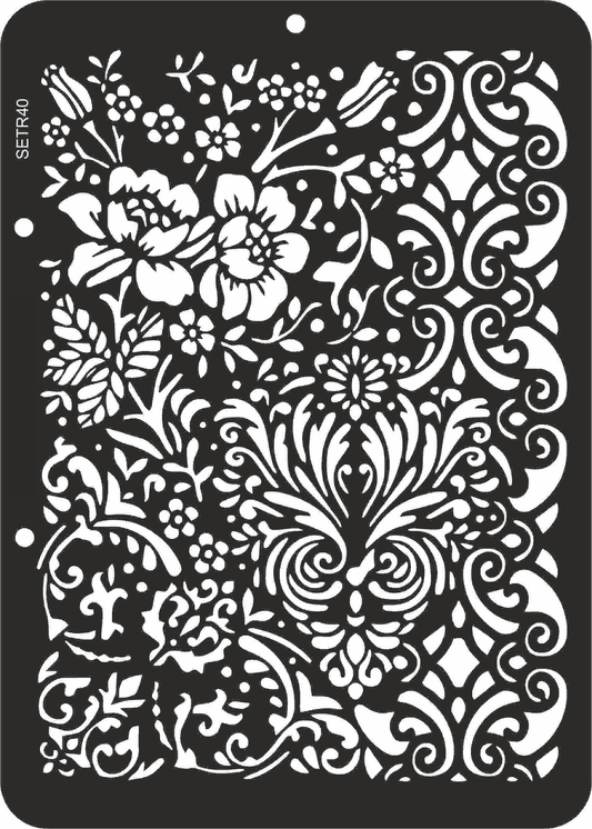 Reusable stencil for decoupage, scrapbooking, mixedmedia techniques, decoration. flower background