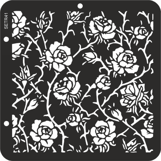Reusable plastic stencil for decoration, scrapbooking, decoupage 'ScrapEgo' / roses / SETR41