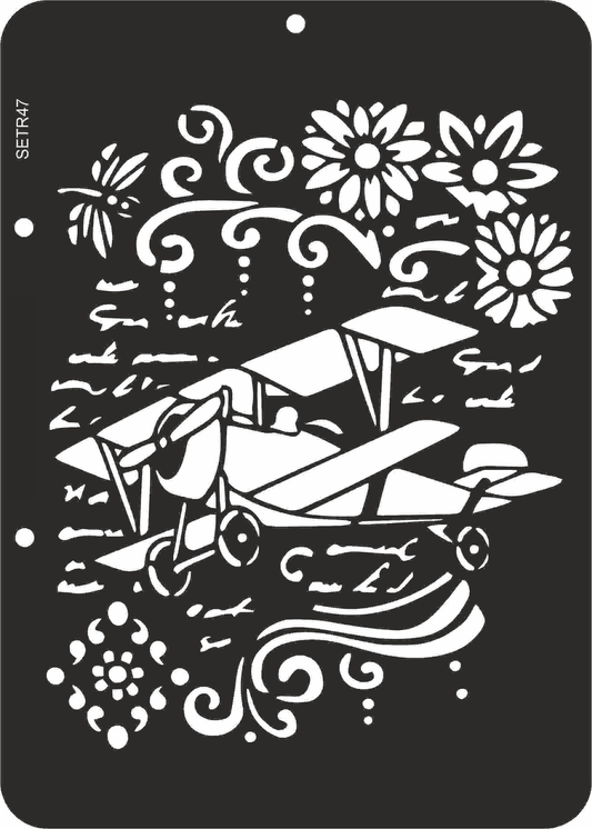 Reusable stencil for decoupage, scrapbooking, mixedmedia techniques, decoration. aircraft