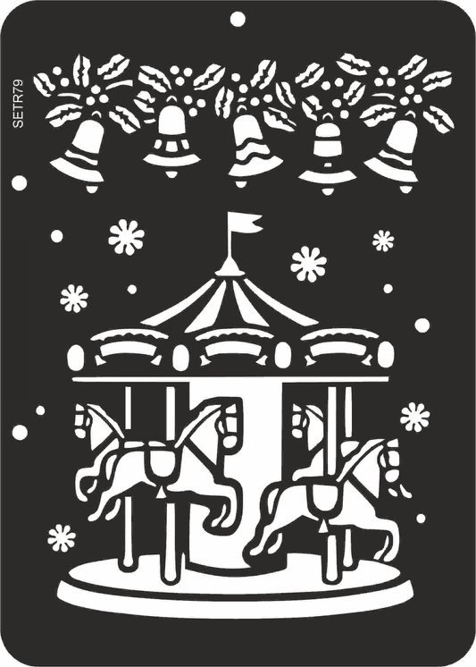 Reusable plastic stencil for decoration, scrapbooking, decoupage 'ScrapEgo' / carousel / SETR79