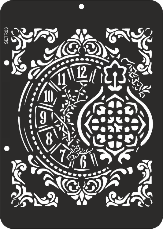 Reusable plastic stencil for decoration, scrapbooking, decoupage 'ScrapEgo' / wall vintage clock / SETR83
