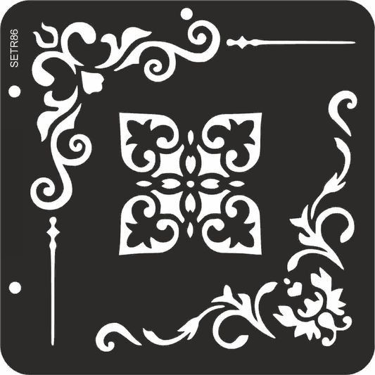 Reusable plastic stencil for decoration, scrapbooking, decoupage 'ScrapEgo' / corner / SETR86