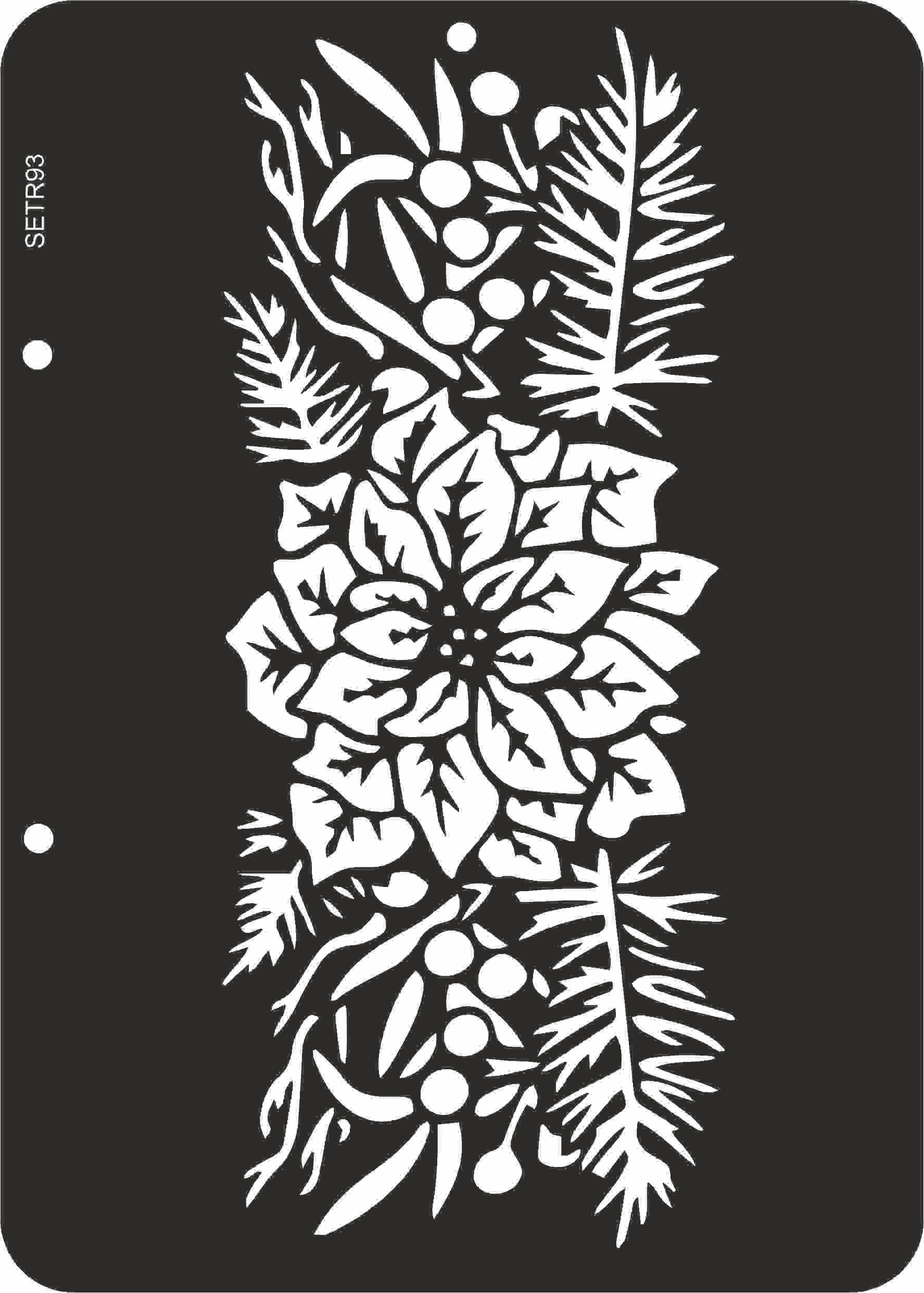 Reusable plastic stencil for decoration, scrapbooking, decoupage 'ScrapEgo' / Christmas flower and mistletoe / SETR93