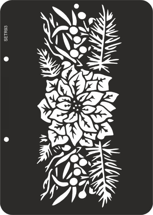 Reusable plastic stencil for decoration, scrapbooking, decoupage 'ScrapEgo' / Christmas flower and mistletoe / SETR93