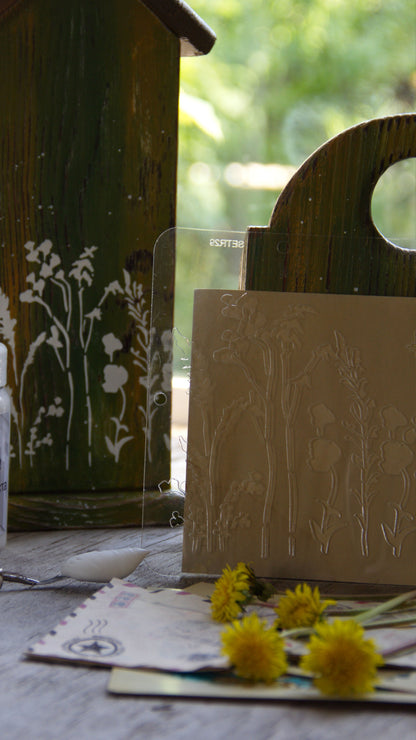 Reusable plastic stencil for decoration, scrapbooking, decoupage / branches and blades/ SETR30