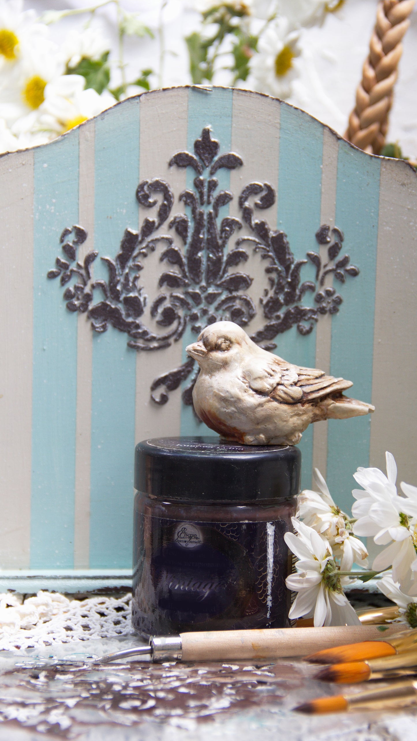 Reusable plastic stencil for decoration, scrapbooking, decoupage / DAMASK ORNAMENT / SETR1