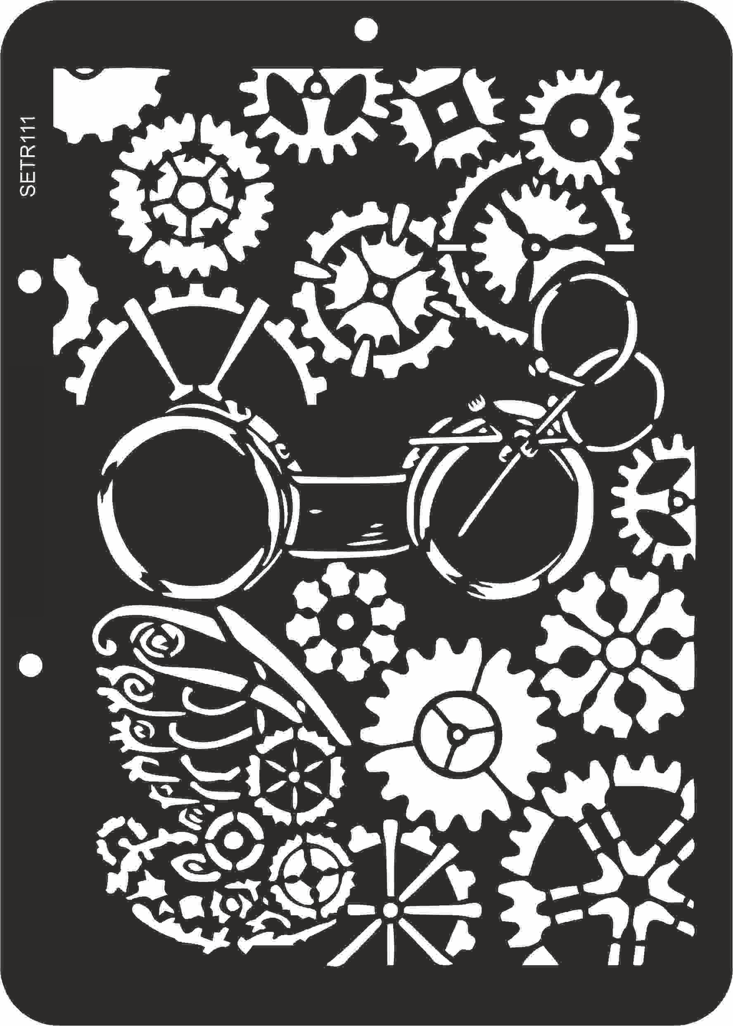 Reusable plastic stencil for decoration, scrapbooking, decoupage 'ScrapEgo' / gears steampunk / SETR111