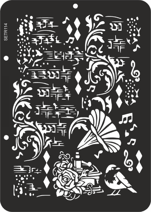 Reusable plastic stencil for decoration, scrapbooking, decoupage 'ScrapEgo' / vintage / SETR114