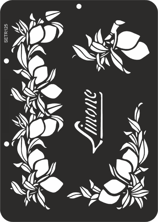 Reusable plastic stencil for decoration, scrapbooking, decoupage 'ScrapEgo' / lemon / SETR125