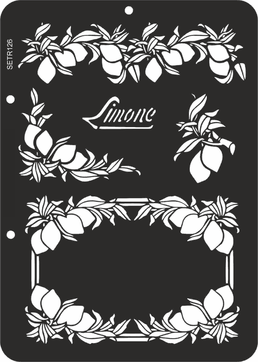 Reusable plastic stencil for decoration, scrapbooking, decoupage 'ScrapEgo' / lemon / SETR126