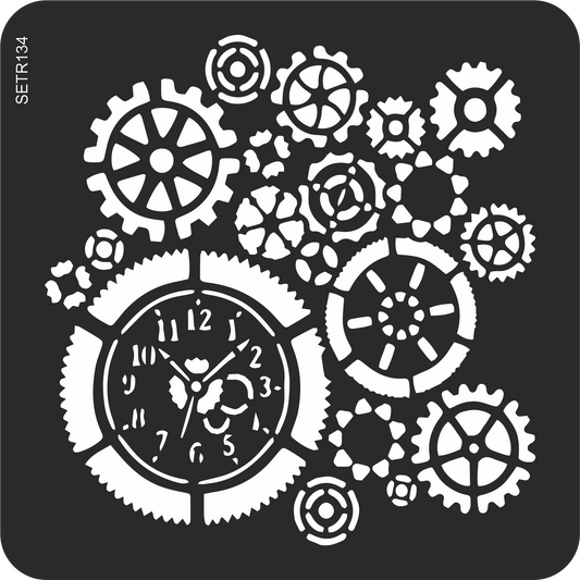 Reusable plastic stencil for decoration, scrapbooking, decoupage 'ScrapEgo' / gears steampunk / SETR134