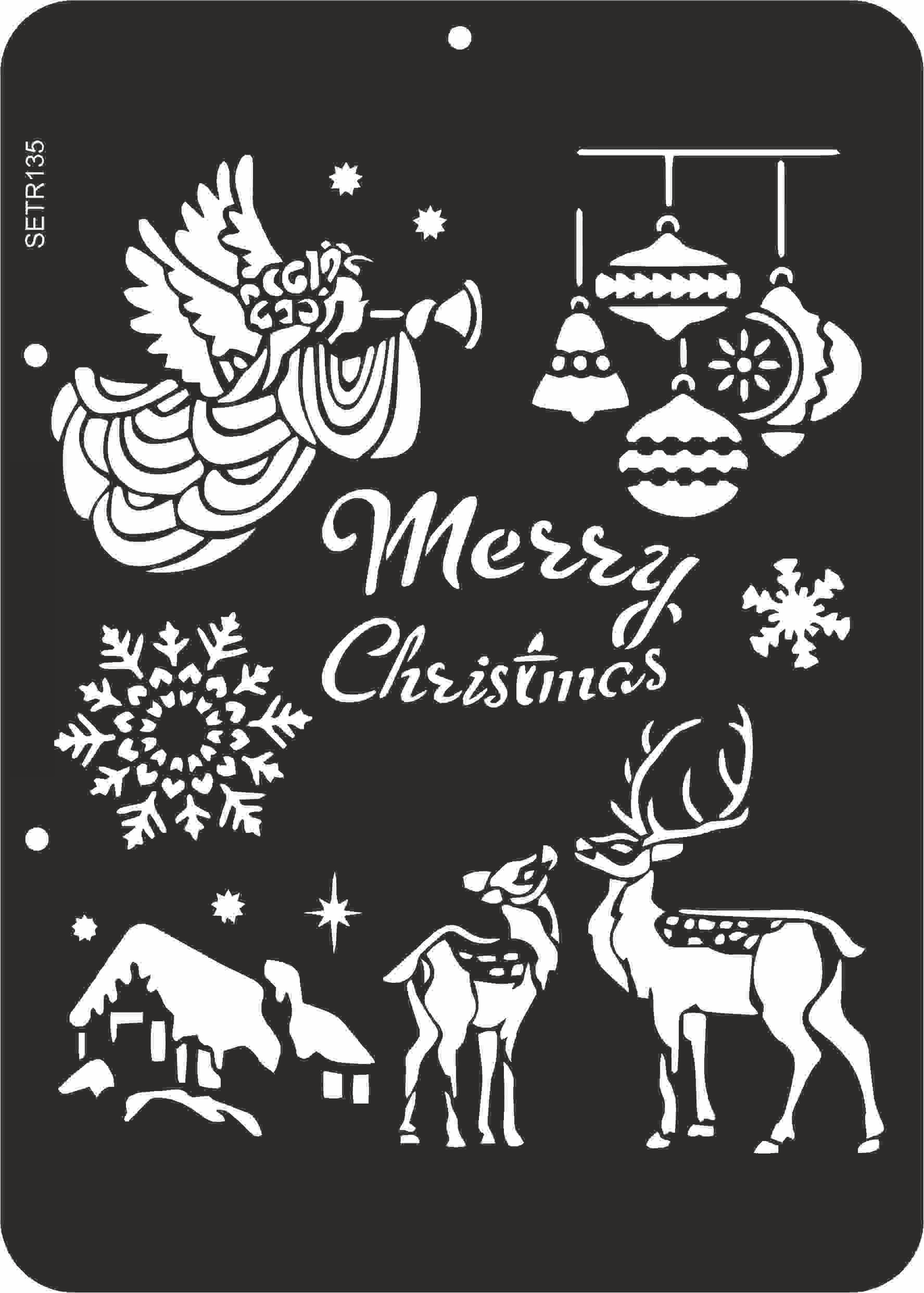 Reusable plastic stencil for decoration, scrapbooking, decoupage 'ScrapEgo' / Christmas / SETR135