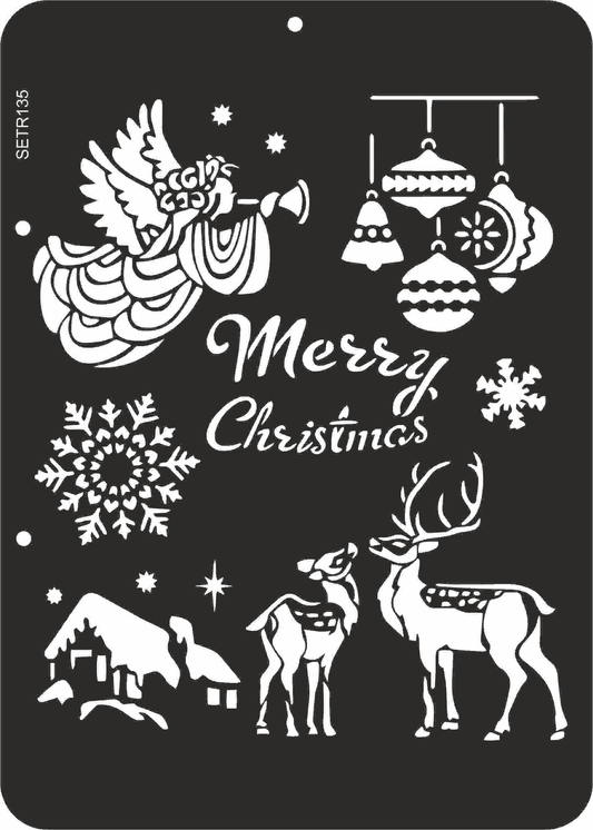 Reusable plastic stencil for decoration, scrapbooking, decoupage 'ScrapEgo' / Christmas / SETR135