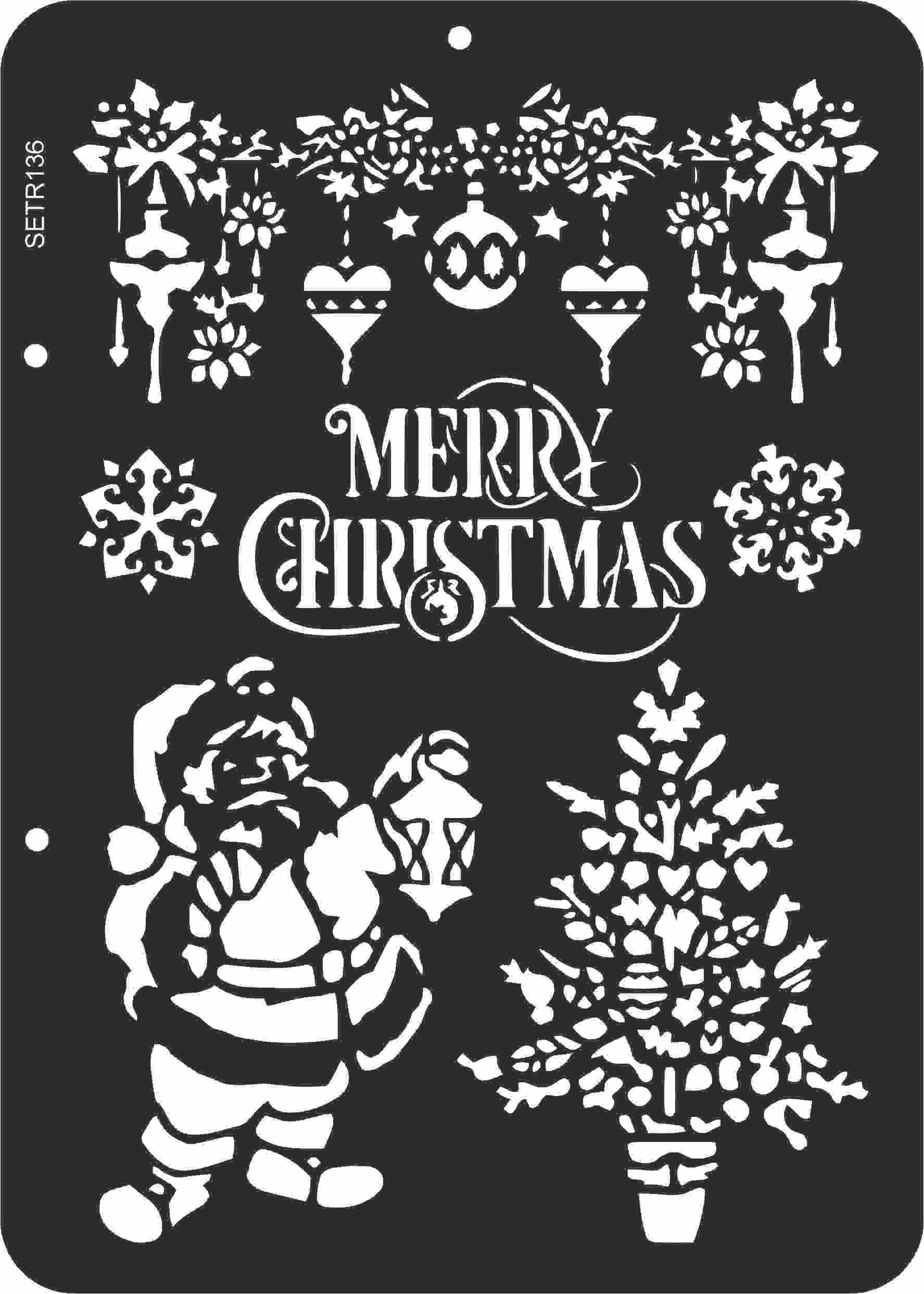 Reusable plastic stencil for decoration, scrapbooking, decoupage 'ScrapEgo' / Christmas / SETR136