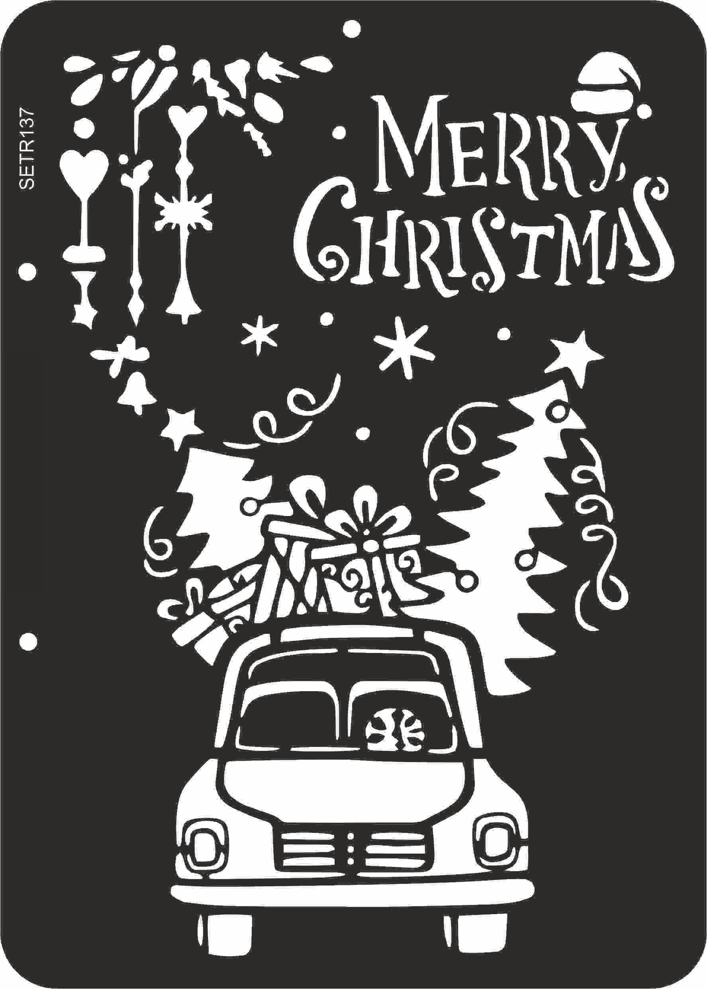 Reusable plastic stencil for decoration, scrapbooking, decoupage 'ScrapEgo' / Christmas / SETR137