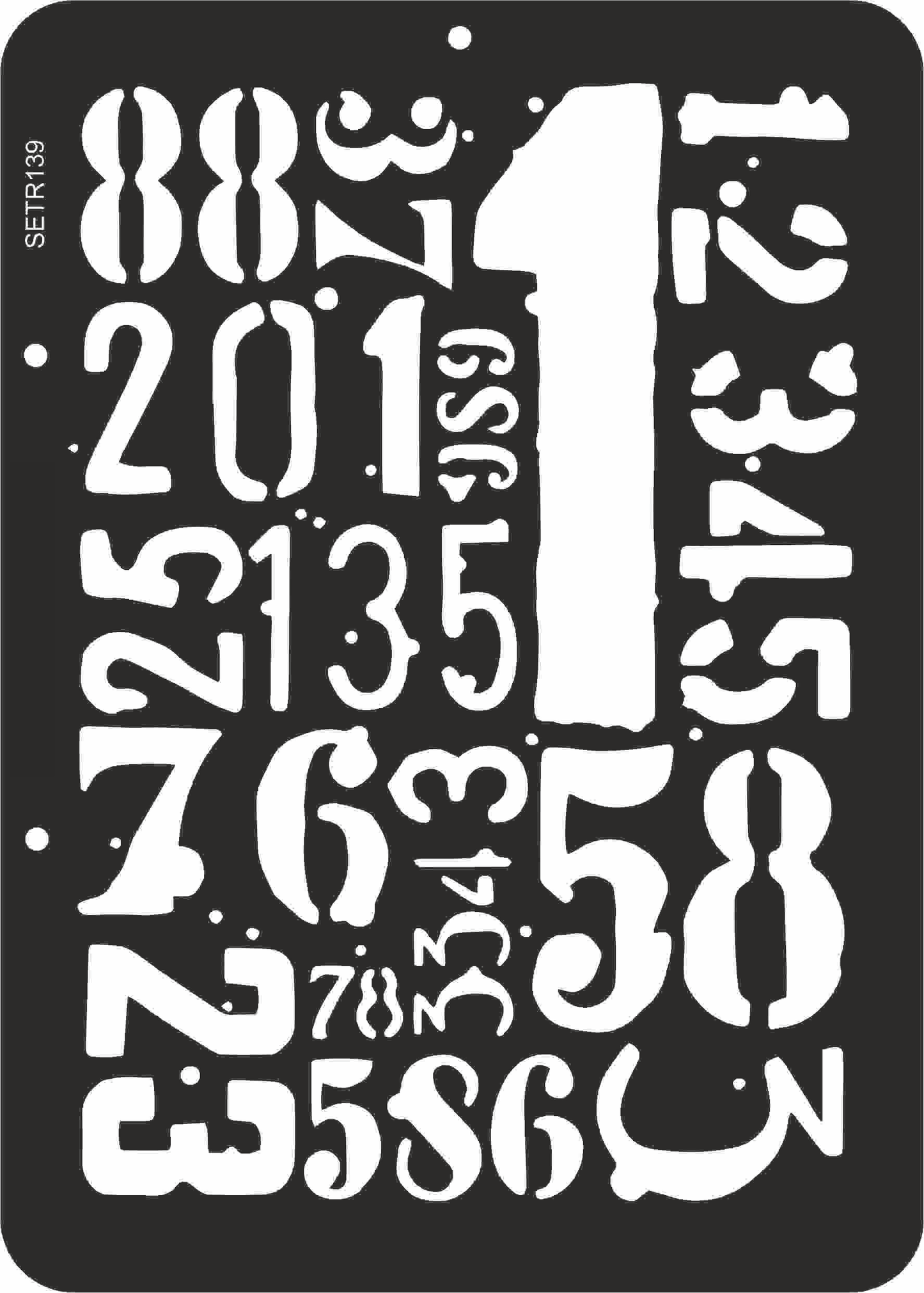 Reusable plastic stencil for decoration, scrapbooking, decoupage 'ScrapEgo' / numbers / SETR139