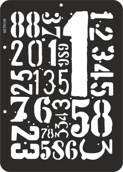 Reusable plastic stencil for decoration, scrapbooking, decoupage 'ScrapEgo' / numbers / SETR139