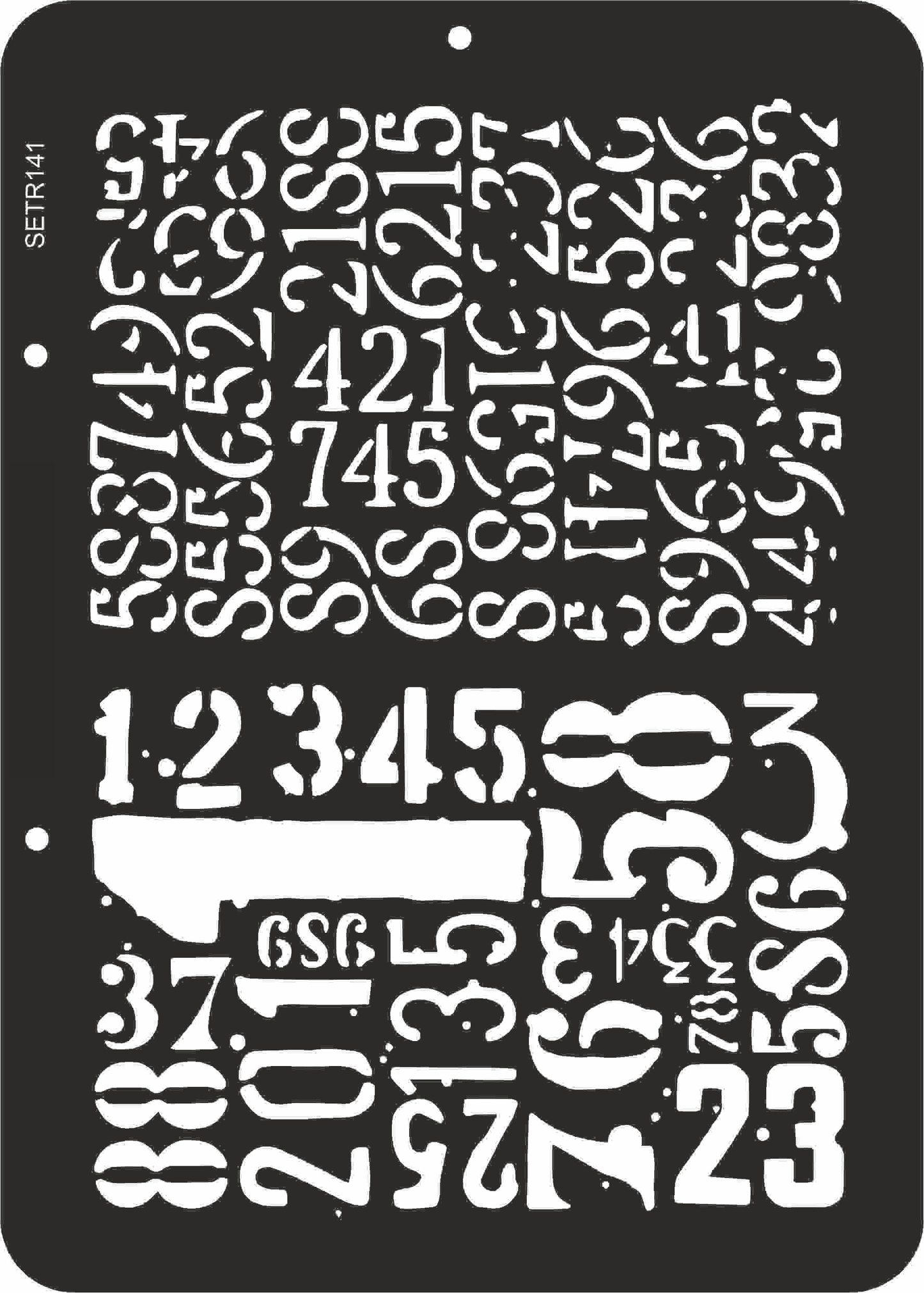 Reusable plastic stencil for decoration, scrapbooking, decoupage 'ScrapEgo' / numbers / SETR141