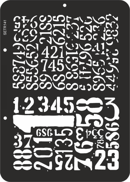Reusable plastic stencil for decoration, scrapbooking, decoupage 'ScrapEgo' / numbers / SETR141