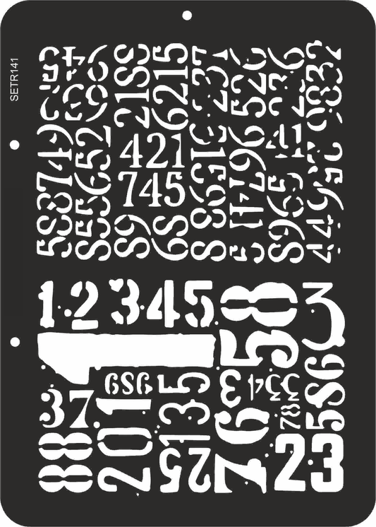 Reusable plastic stencil for decoration, scrapbooking, decoupage 'ScrapEgo' / numbers / SETR141