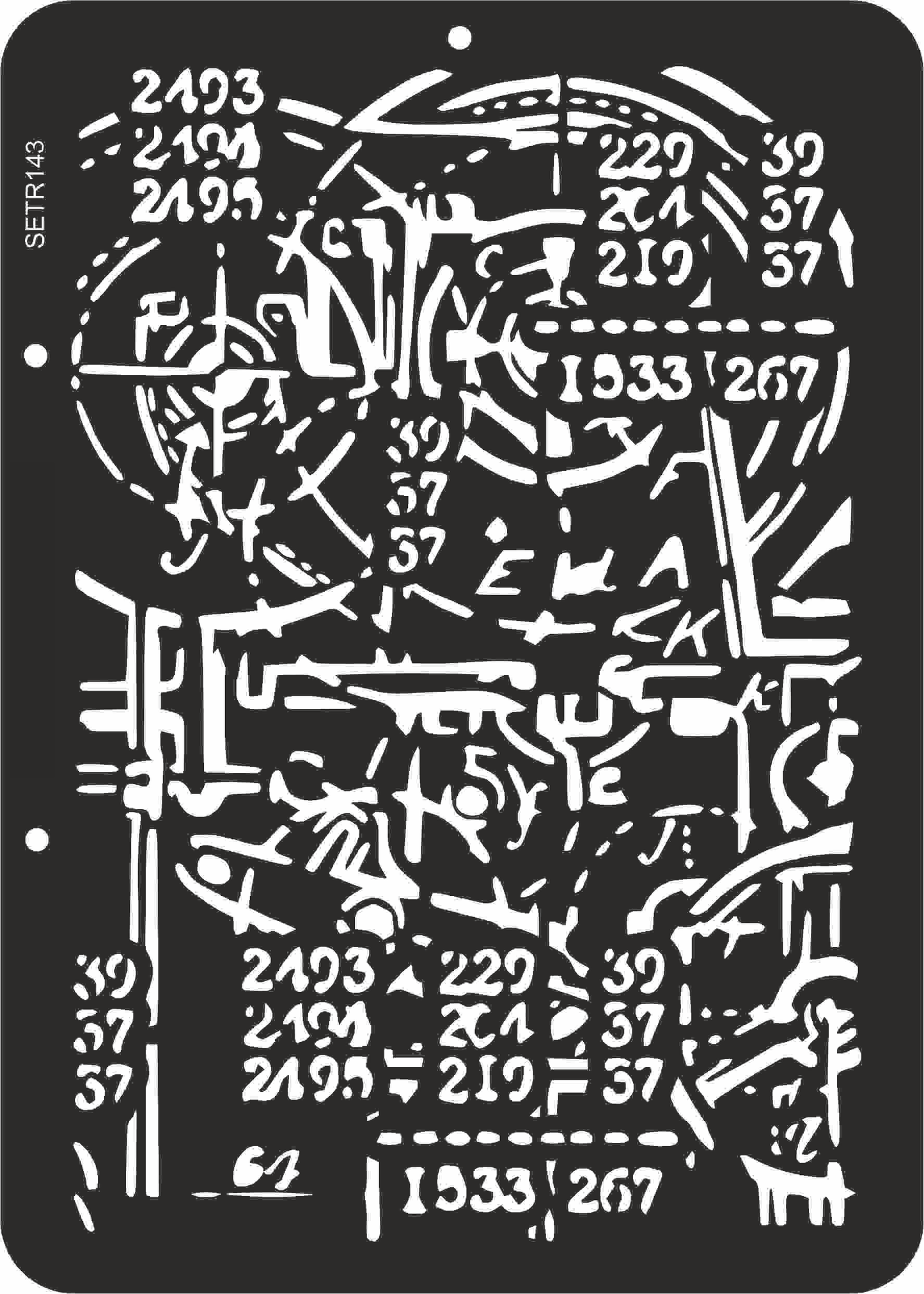 Reusable plastic stencil for decoration, scrapbooking, decoupage 'ScrapEgo' / numbers / SETR143