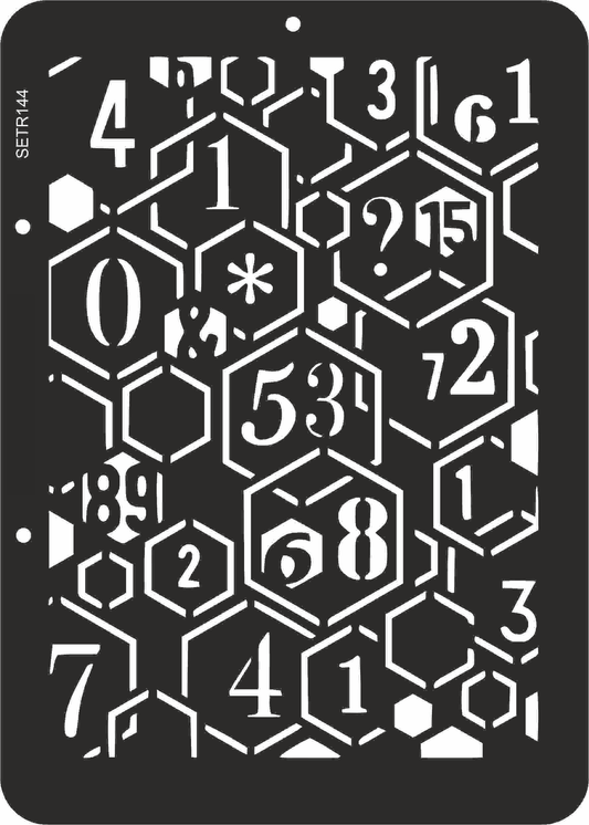 Reusable plastic stencil for decoration, scrapbooking, decoupage 'ScrapEgo' / numbers / SETR144