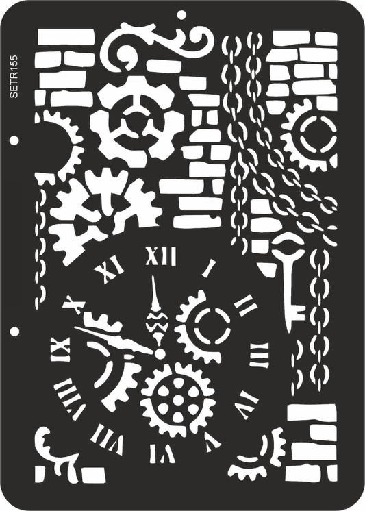 Reusable plastic stencil for decoration, scrapbooking, decoupage 'ScrapEgo' / steampunk / SETR155