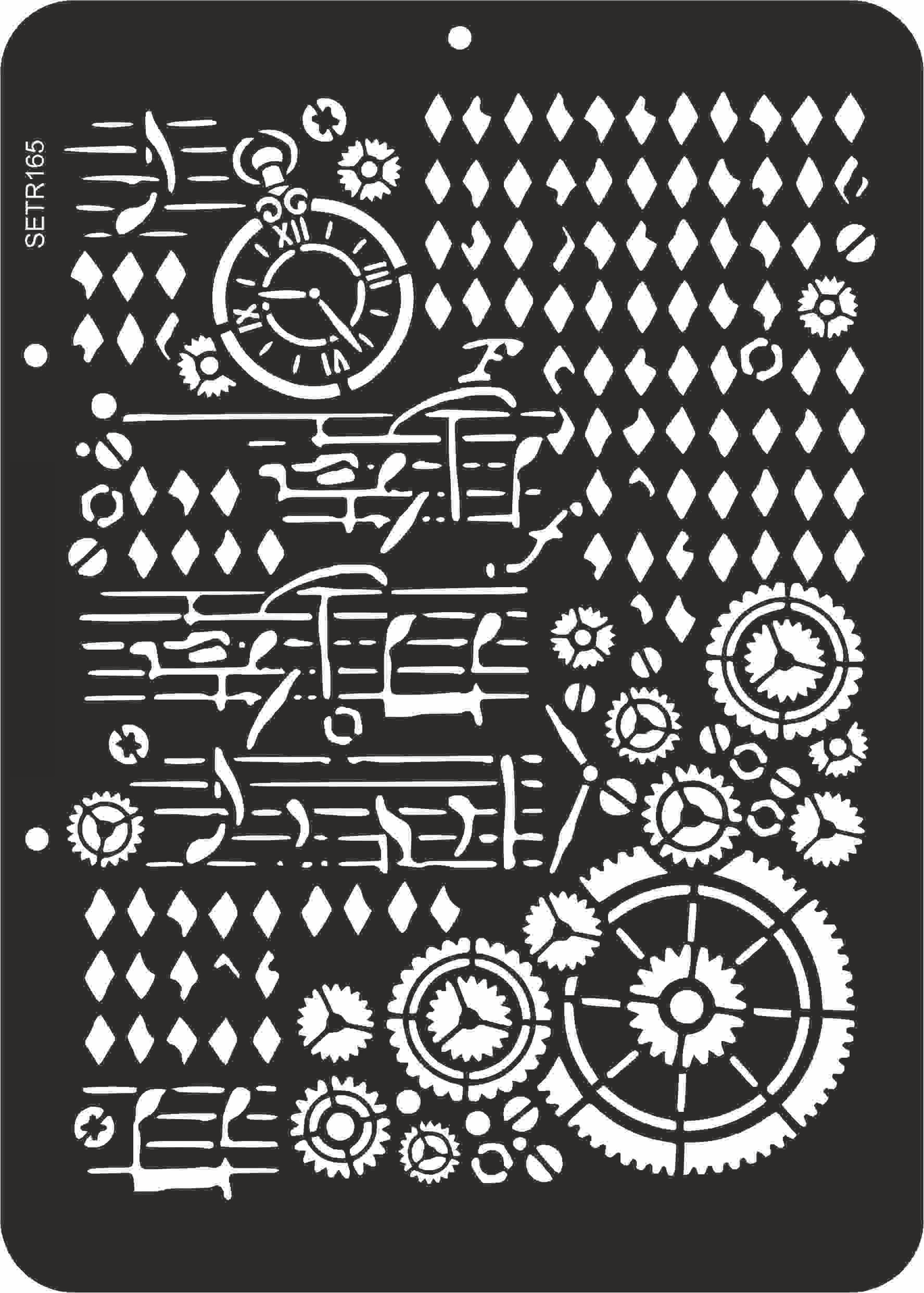 Reusable plastic stencil for decoration, scrapbooking, decoupage 'ScrapEgo' / steampunk watch / SETR165