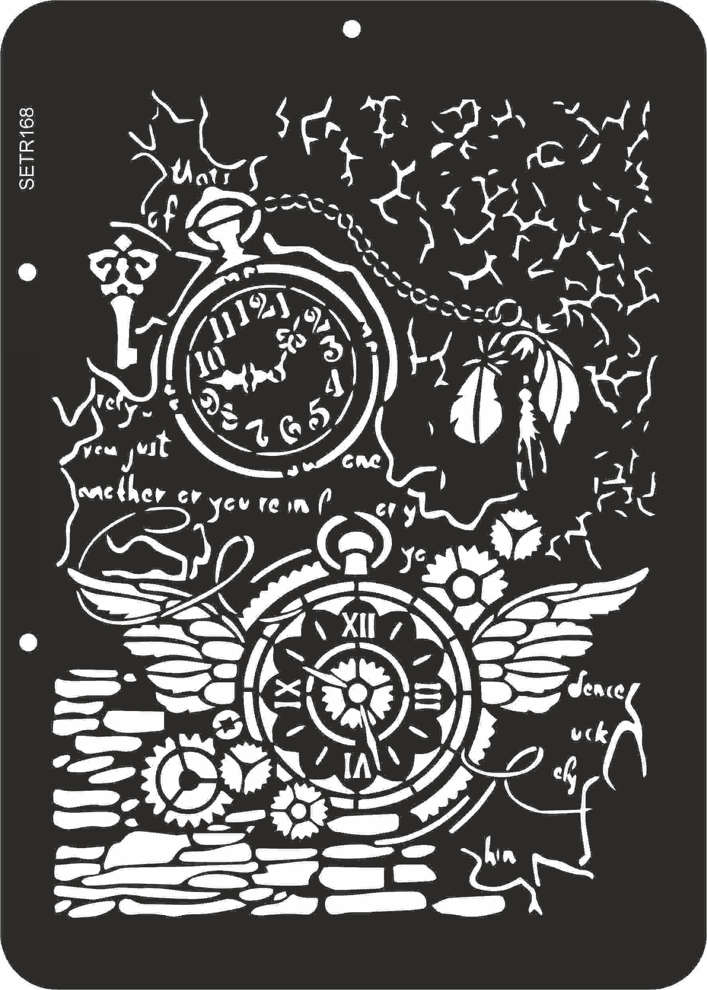 Reusable plastic stencil for decoration, scrapbooking, decoupage 'ScrapEgo' / steampunk watch / SETR168