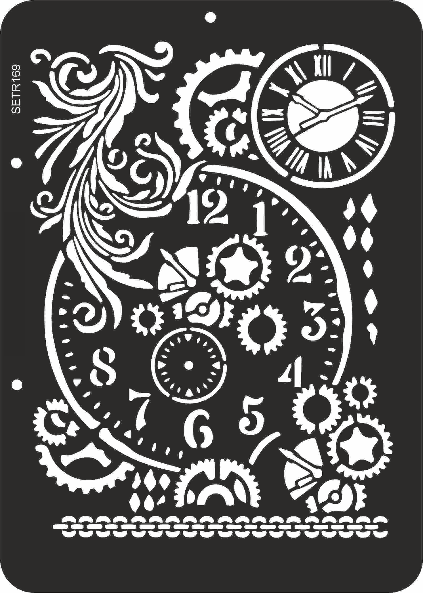Reusable plastic stencil for decoration, scrapbooking, decoupage 'ScrapEgo' / steampunk watch / SETR169