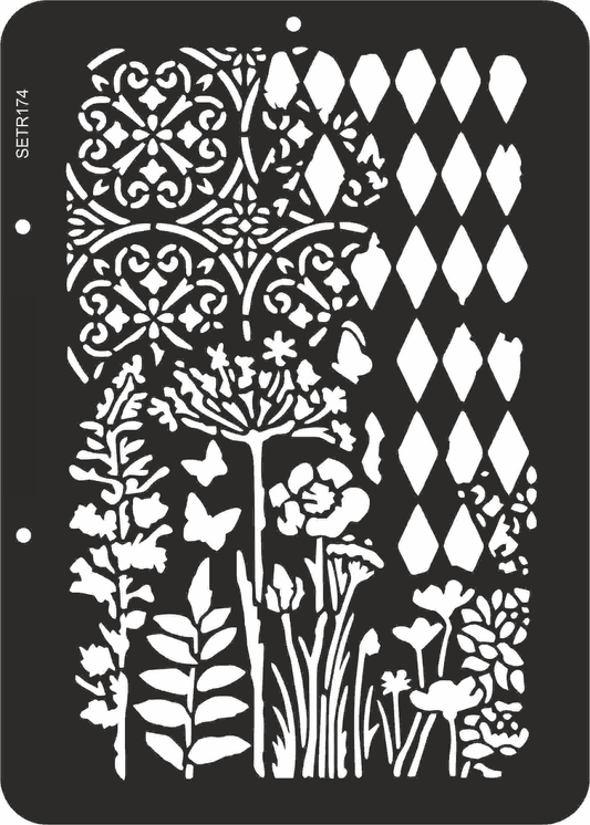 Reusable plastic stencil for decoration, scrapbooking, decoupage 'ScrapEgo' / herbs flowers/ SETR174