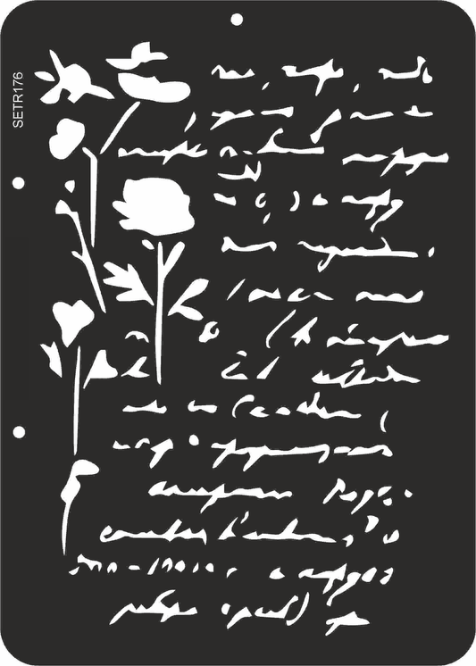 Reusable plastic stencil for decoration, scrapbooking, decoupage 'ScrapEgo' / manuscript flowers / SETR176