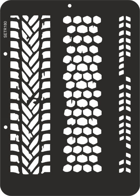 Reusable plastic stencil for decoration, scrapbooking, decoupage 'ScrapEgo' / tyre marks / SETR180