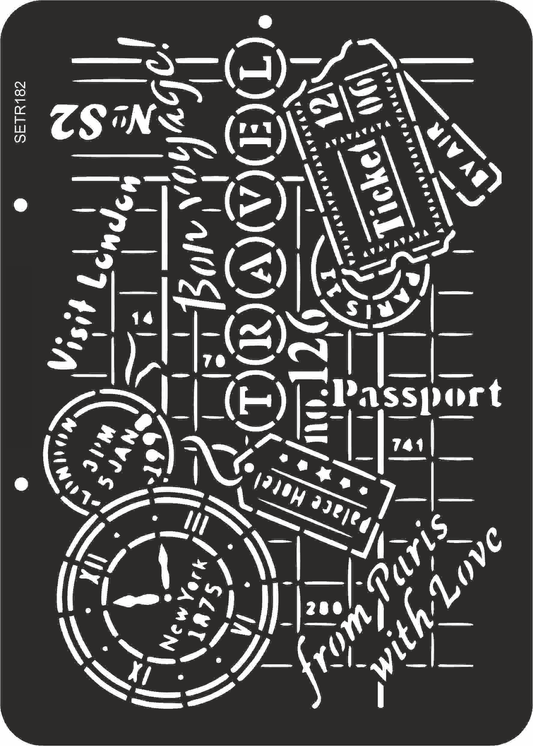 Reusable plastic stencil for decoration, scrapbooking, decoupage 'ScrapEgo' / postage stamps / SETR182