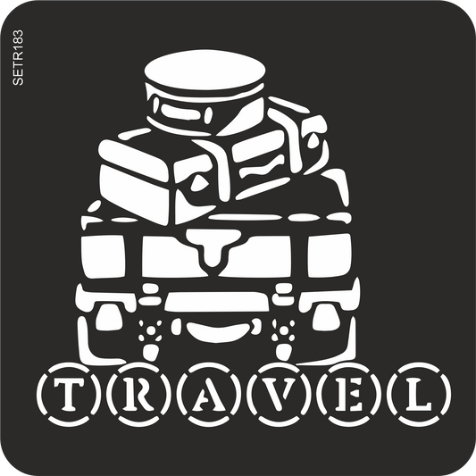 Reusable plastic stencil for decoration, scrapbooking, decoupage 'ScrapEgo' / travel vintage suitcase / SETR183