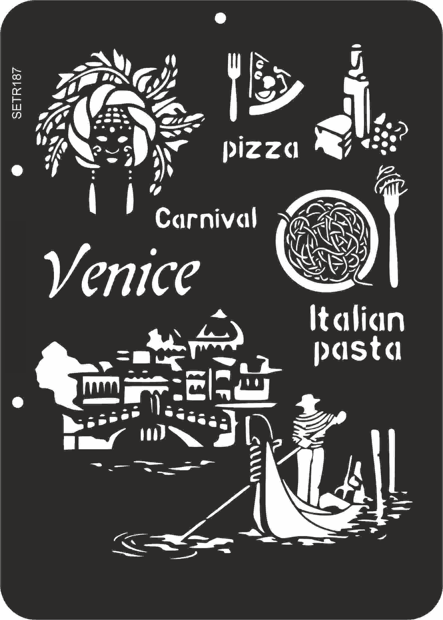 Reusable plastic stencil for decoration, scrapbooking, decoupage 'ScrapEgo' / italia travel / SETR187