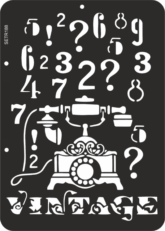 Reusable plastic stencil for decoration, scrapbooking, decoupage 'ScrapEgo' / telephone vintage / SETR188
