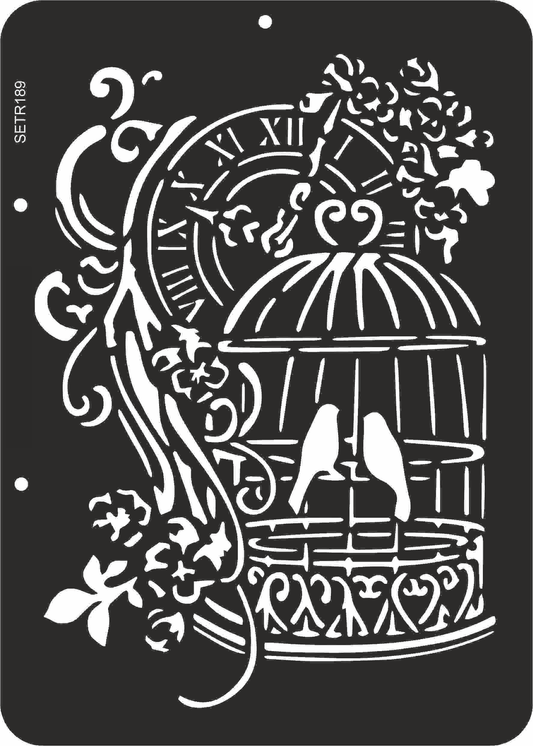 Reusable plastic stencil for decoration, scrapbooking, decoupage 'ScrapEgo' / vintage / SETR189