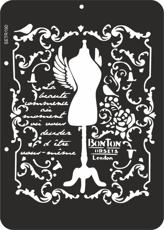 Reusable plastic stencil for decoration, scrapbooking, decoupage 'ScrapEgo' / vintage / SETR190