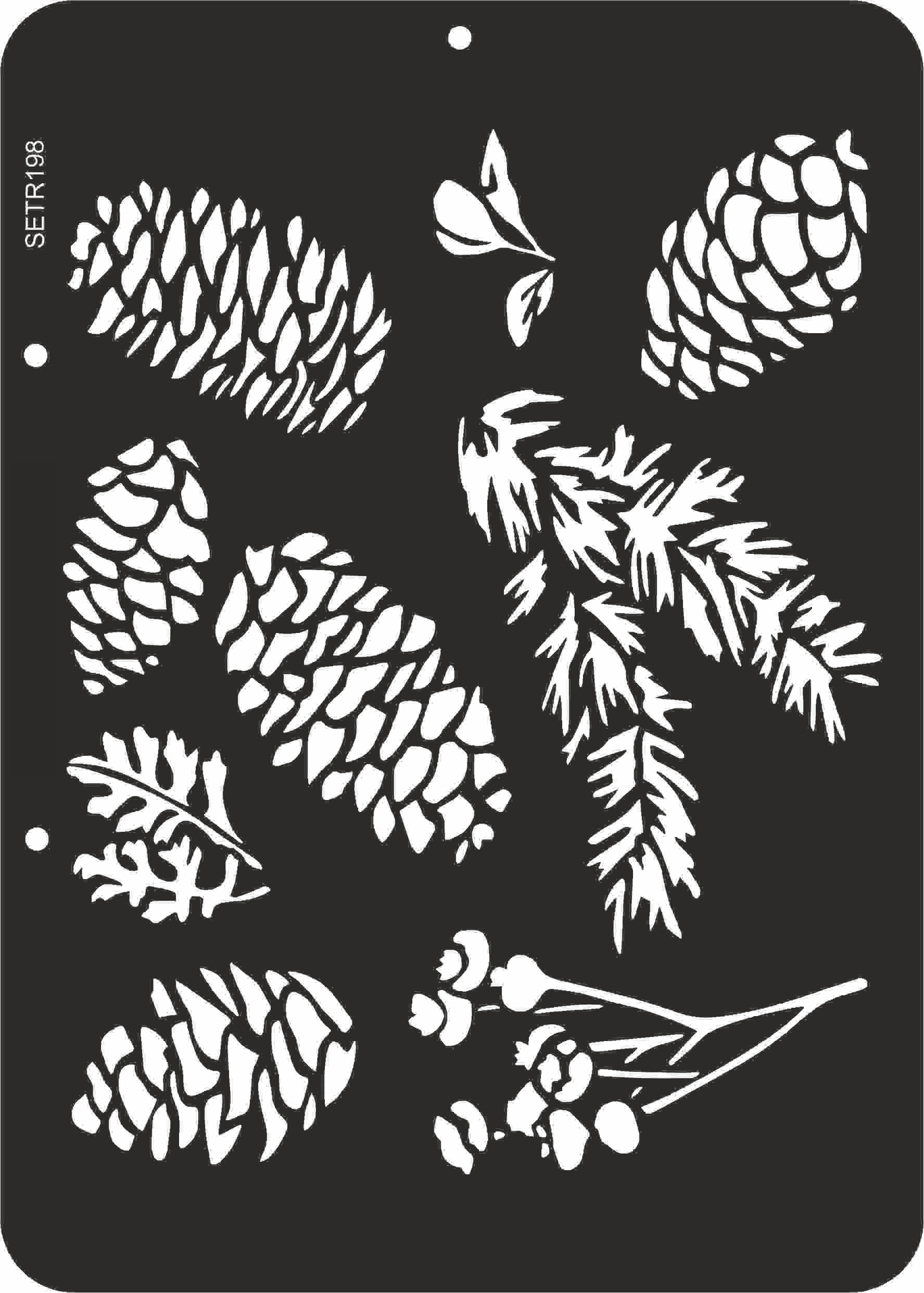 Reusable plastic stencil for decoration, scrapbooking, decoupage 'ScrapEgo' / pine cones / SETR198