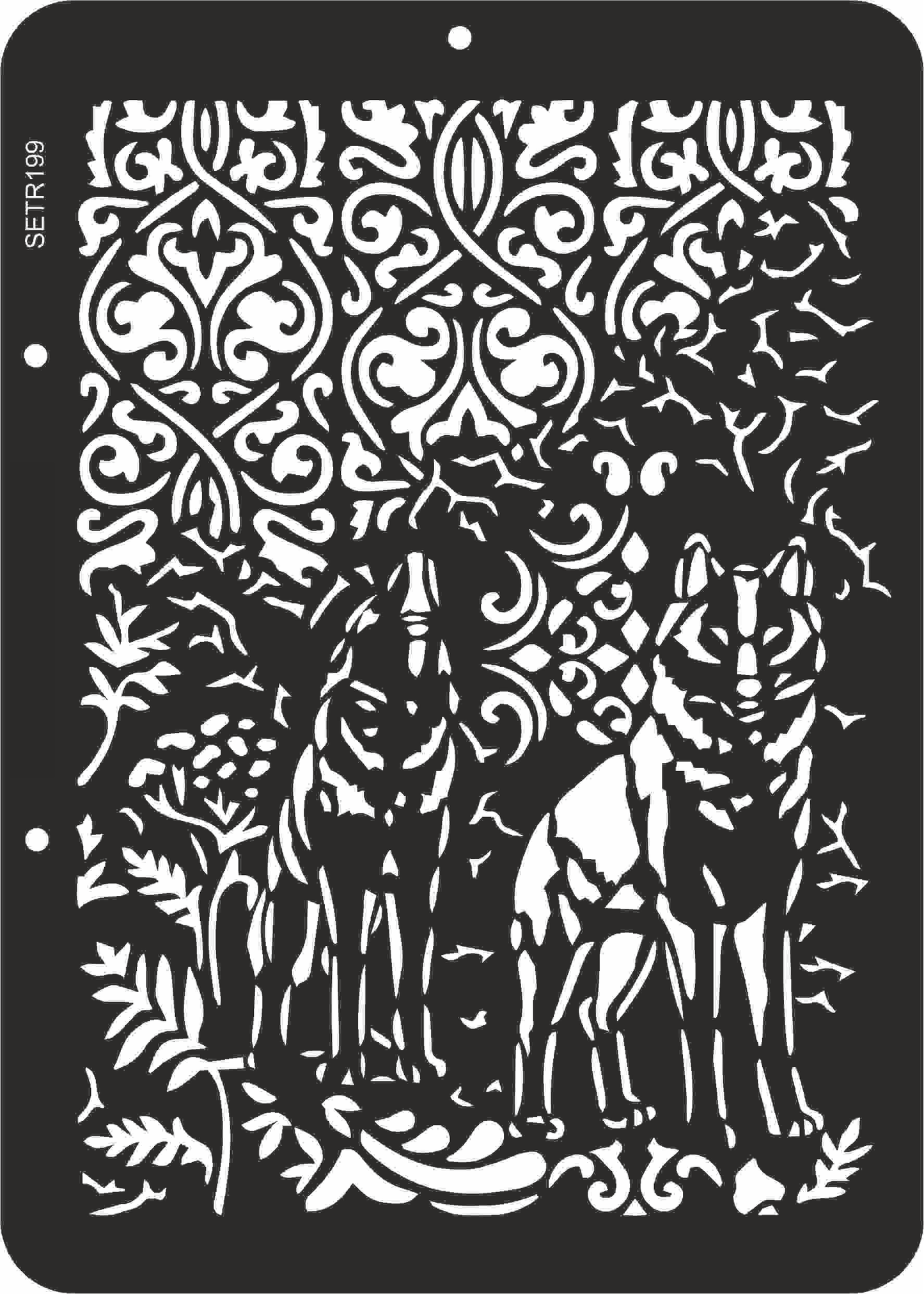 Reusable plastic stencil for decoration, scrapbooking, decoupage 'ScrapEgo' / wolf / SETR199