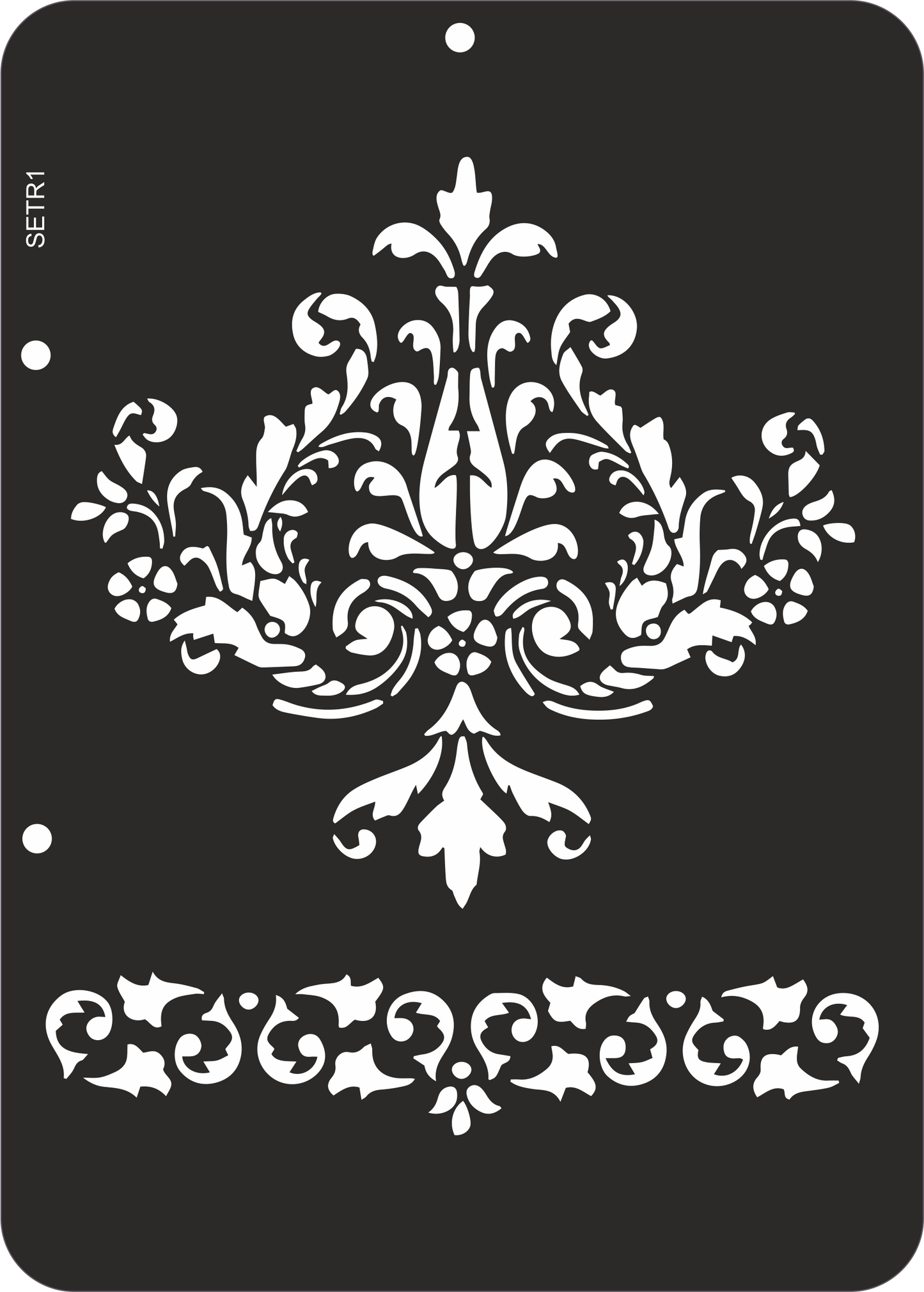 Reusable plastic stencil for decoration, scrapbooking, decoupage / DAMASK ORNAMENT / SETR1
