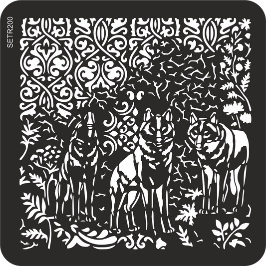 Reusable plastic stencil for decoration, scrapbooking, decoupage 'ScrapEgo' / wolf / SETR200