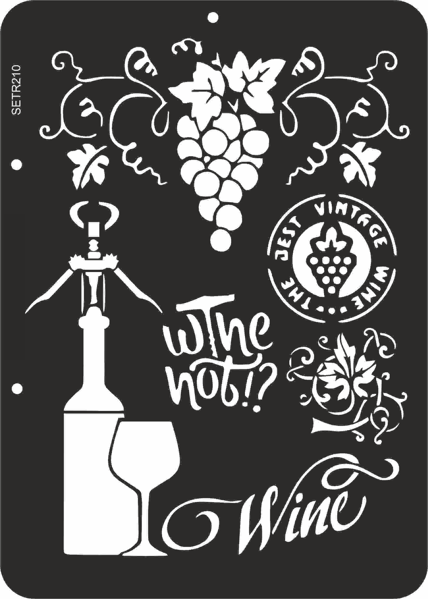 Reusable plastic stencil for decoration, scrapbooking, decoupage 'ScrapEgo' / wine grapes / SETR210