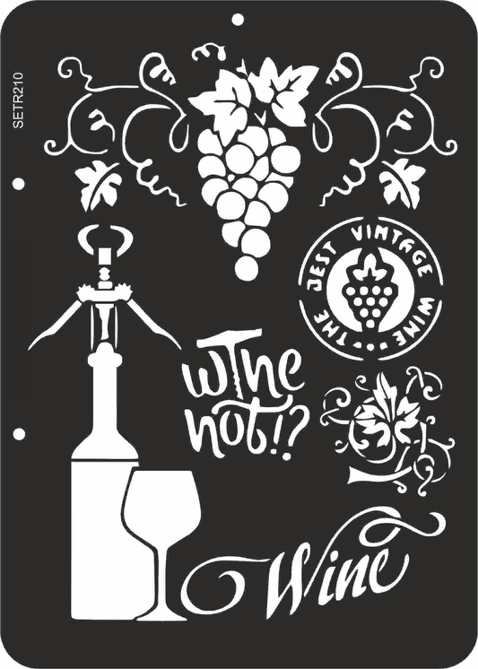 Reusable plastic stencil for decoration, scrapbooking, decoupage 'ScrapEgo' / wine grapes / SETR210